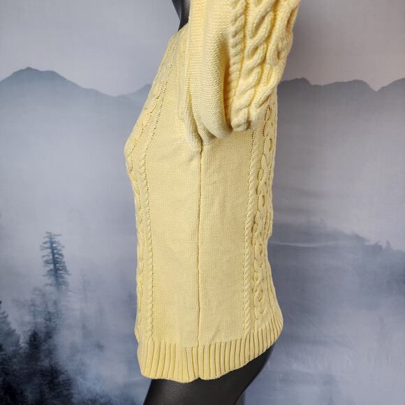 L.L.Bean Double L Yellow Cable Crewneck Sweater | Women's Small - Picture 7 of 13